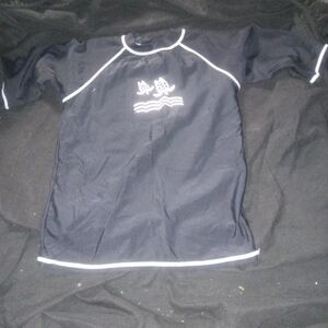 Black and White Short Sleeve Tee with Sporty Design